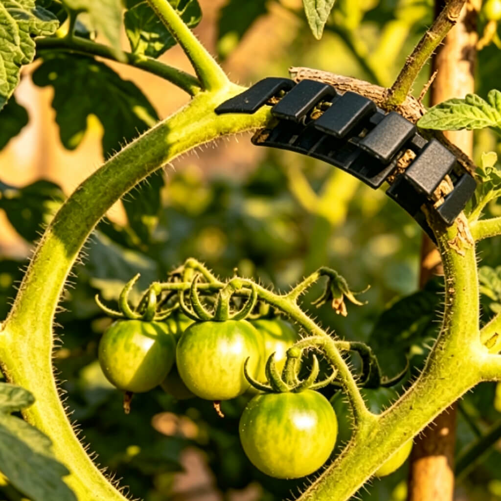 greenhouse tomato support bracket applied on tomato fruit truss
