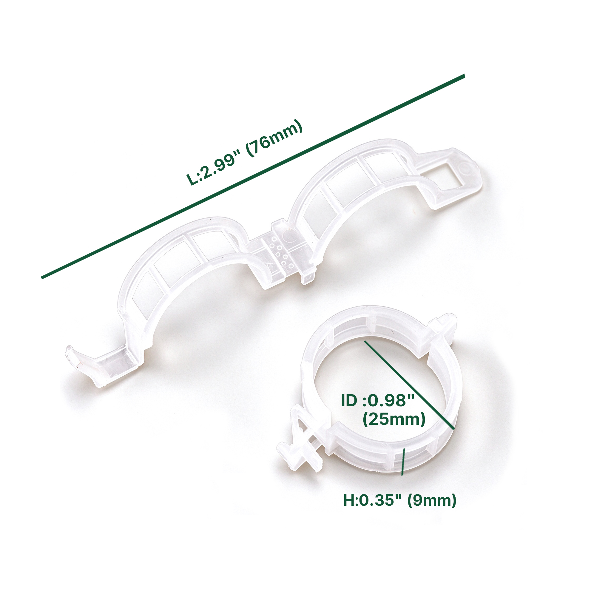 Grofine 25mm trellis clip with size specifications